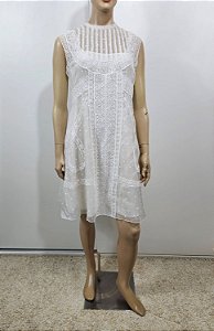 Christian Dior - Vestido curto em renda off white