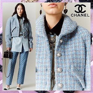 Chanel - Jaqueta tweed azul