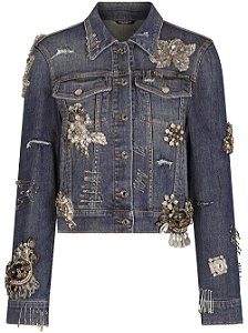 Dolce & Gabbana Jaqueta jeans com aplicação de paetês /