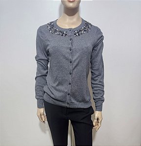 Merona - Cardigan cinza bordado