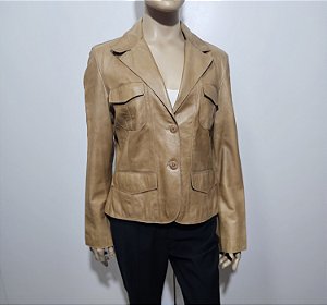 Roca - Blazer em couro caramelo