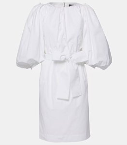 Dolce & Gabbana  vestido midi de popeline de algodão plissado com cinto