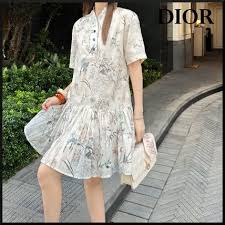Christian Dior - Chemise em Musseline de algodão branca com estampa millefiori multicolorida