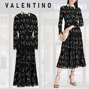 Valentino - Vestido midi em crepe de seda