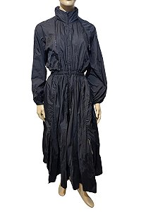 Vestido Longo Tactel Preto Opening Ceremony