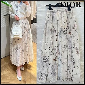 Christian Dior - Saia Midi Estampada Algodão