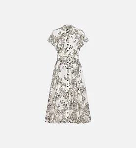 Christian Dior - Vestido Dioriviera em Popeline Toile de Jouy Palms Motif