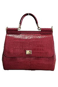 Dolce & Gabbana Red Sicily Crocodile Tote Top