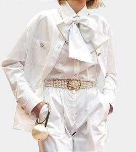 Chanel Jaqueta Branca em popeline / Ss 2025
