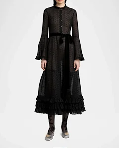 Valentino Garavani Vestido Laise preto