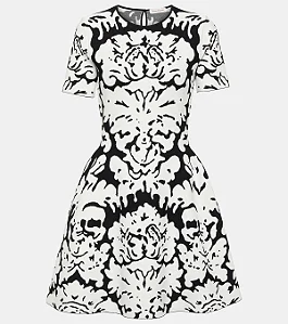 Alexander Mcqueen - Vestido jacquard preto e branco