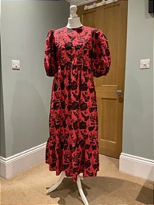 Zara Vestido Longo Bordado em Algodão