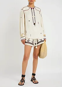 0000Isabel Marant - Conjunto shorts e bata bordada