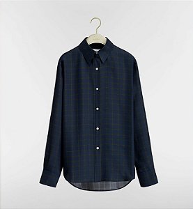 Blusa Twill de seda Check'n'Dior azul-escuro