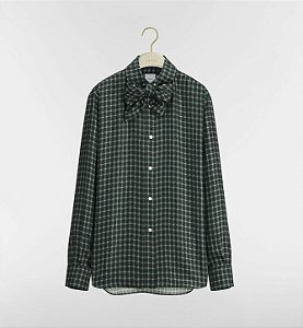 Christian Dior - Blusa Sarja de seda Dior xadrez multicolorida verde