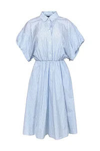 Maje - Vestido midi popeline listrado