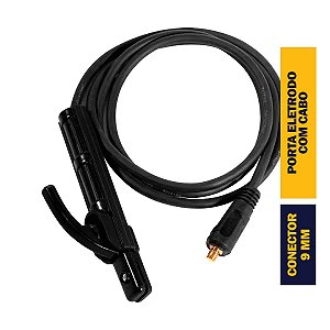 PORTA ELETRODO 200 AMPERES COM CABO E CONECTOR DE 9MM