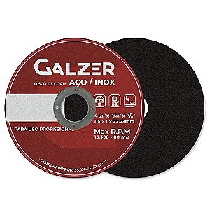 DISCO DE CORTE INOX 4 1/2" - 115 x 1 x 22.23 MM - GALZER
