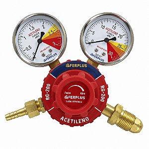 Regulador De Pressão Cilindro Gás Acetileno Com 2 Manômetros RG-200