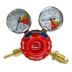 Regulador De Pressão Cilindro Gás Acetileno Com 2 Manômetros RG-200