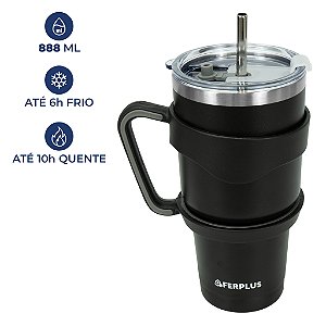Copo Térmico 888 Ml Com Parede Dupla Quente E Gelado Cor Preto