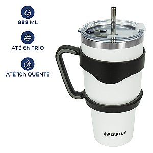 Copo Térmico 888 Ml Com Tampa, Alça, Canudo E Escova