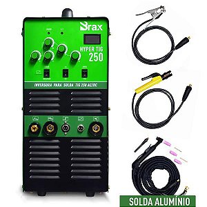 Máquina de solda Inversora TIG e MMA AC / DC 250a - 220v - Solda Alumínio