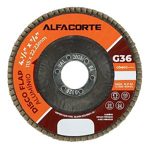 DISCO FLAP ALUMINIO 4.1/2 X 7/8 GRAO 36