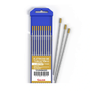 Kit 10 Eletrodo Tungstênio 3,2mm Com 1,5% De Lantãnio Ponta Dourado