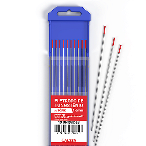 Kit 10 Eletrodo De Tungstênio 2.4mm 2% Tório Wt-20 - Ponta Vermelha