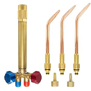 Kit Maçarico 201 Solda Com 3 Extensões Bicos Acetileno Nº 2 / 4 / 6