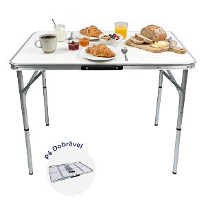 Mesa Branca Portátil Multiuso Com Alça Para Acampamento Camping