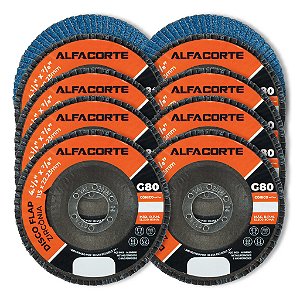 Kit 10 Disco Flap 4.1/2 x 7/8 Grão 80 Zirconado 115mm Para Lixamento Cor Azul Cônico
