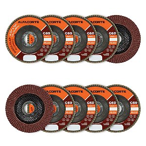 Kit Disco De Lixa Flap 4.1/2 Grão 60 Lixadeira 115mm Com 10 Peças Cor Marrom