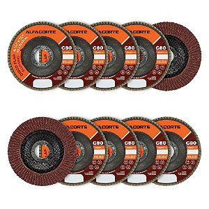 Kit 10 Disco Flap Aluminio 4.1/2 x 7/8 De Grao 80 Lixadeira