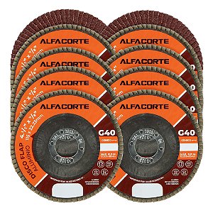 Kit 10 Disco Flap Oxido Aluminio 4.1/2 x 7/8 De 115mm Grão 40 Lixadeira Cônico