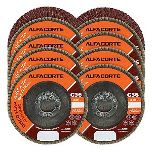 Kit 10 Disco Flap Aluminio 4.1/2 x 7/8 De 115mm Grão 36 Lixadeira Cônico