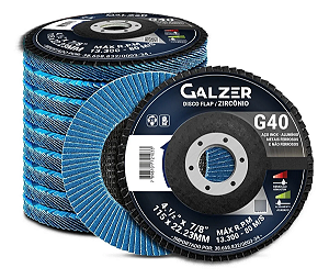 Kit 10 Disco Desbaste Flap Zircônio 4.1/2 Grão 40 De 115mm X 7/8