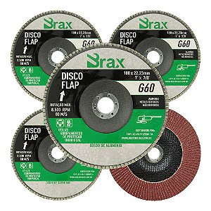 Kit 5 Disco Flap 7 Polegadas 180mm Grão 60 Para Lixadeira