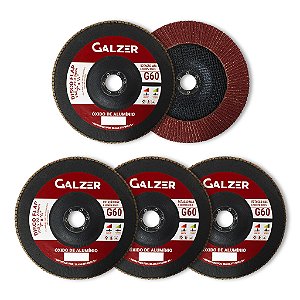 Kit 5 Discos Flap Alumínio 7 Pol 180mm Grão 60 Para Desbaste