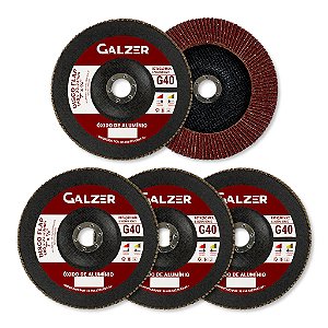 Kit 5 Disco Flap Aluminio 7 Polegadas 180mm Grao 40