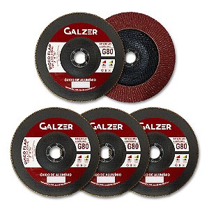 Kit 5 Disco Flap Alumínio Marrom 7 Polegadas 180mm Grão 80