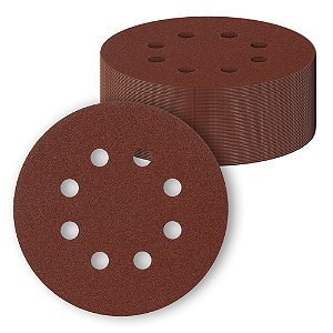 Kit 50 Disco De Lixa Velcro 8 Furos 125mm 5 Pol. Grão 100 Lixadeira Orbital