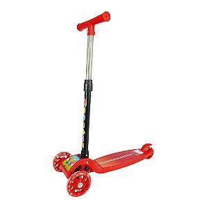 Patinete Infantil 3 Rodas Scooter Com Led Dobrável Ferrari Vermelho