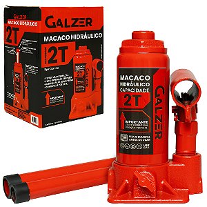 Macaco Hidráulico Tipo Garrafa 2 Toneladas Vermelho
