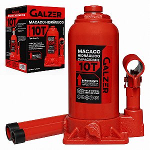 Macaco Hidráulico Tipo Garrafa 10 Toneladas Vermelho