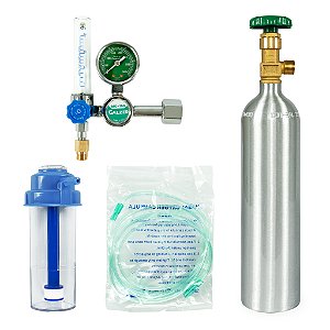 Kit Oxigênio Domiciliar Completo 1L com Fluxômetro, Umidificador e Cateter