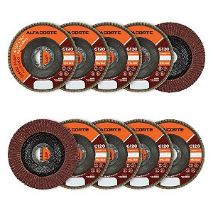 Kit 10 Disco Flap Aluminio 4.1/2 x 7/8 De 115mm Grão 120 Lixadeira Cônico