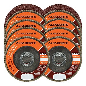 Kit 10 Disco Flap Aluminio 4.1/2 x 7/8 De 115mm Grão 120 Lixadeira Cônico