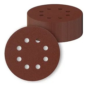 Kit 50 Discos Lixa Velcro 9 Polegadas 225mm 8 Furos Grão 80 Lixadeira Elétrica
